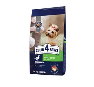 Повнораціонний сухий корм для дорослих собак CLUB 4 PAWS (Клуб 4 Лапи) Преміум для малих порід з качкою, 14 кг