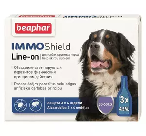 Краплі Беафар IMMO Shield протипаразитарні з силіконовою олією для собак великих порід 30 - 50 кг 3 піпетки Beaphar