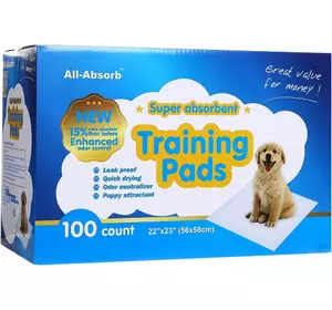 Пелюшки для собак All Absorb Regular поглинаючі 56 х 58 см, 100 шт