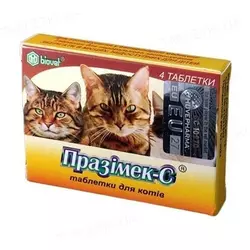 Празімек-С для кішок на 4 кг (№4 таблетки), Bioveta