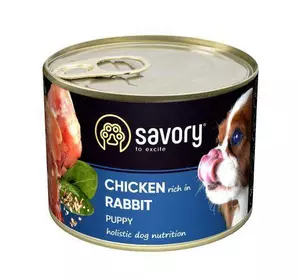 Вологий корм Savory для цуценят усіх порід, з кроликом і куркою, 200 г