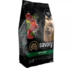 Сухий корм для собак малих порід Сейворі Savory зі свіжим м'ясом ягняти, 8 кг