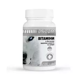 Вітаміни UNICUM premium для собак з біотином для здорової шерсті та шкіри 100 табл.