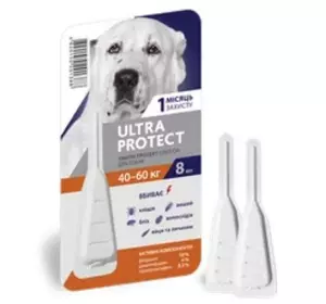Краплі на холку Ultra Protect (Ультра протект) від бліх, кліщів і комарів для собак вагою 40-60 кг Palladium