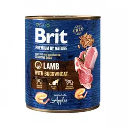 Вологий корм для собак Бріт Brit Premium by Nature ягня з гречкою (консерва), 800 г