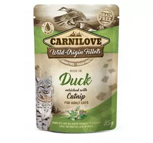 Вологий корм Carnilove cat pouch для котів, з качкою і котячою м'ятою, 85 г