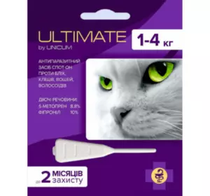 Ultimate UNICUM (Ультімейт Унікум) краплі від бліх, кліщів, вошей і волосоїдів для котів 1 - 4 кг 0,6 мл