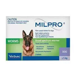 Мілпро Milpro 12,5 мг / 125 мг для собак 5 - 25 кг (№1 таблетка)