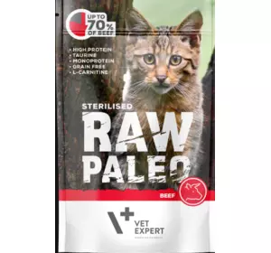Вологий корм для котів Vet Expert Raw Paleo Sterilised Cat Beef з яловичиною, 100 г
