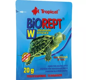Сухий корм для водоплавних черепах Tropical у паличках "Biorept W" 20 г
