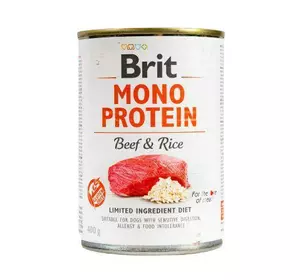 Вологий корм Brit Mono Protein Beef & Rice для собак, з яловичиною та рисом, 400 г