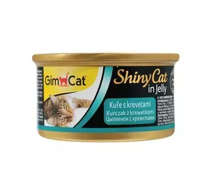 Вологий корм GimCat Shiny Cat для котів, курка і креветка, 70 г