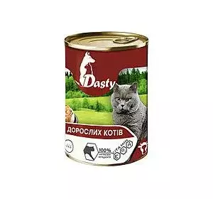 "Dasty"-повноціний вологий корм для дорослих кішок,яловичина,415гр
