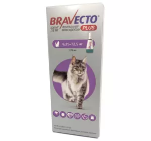 Бравекто плюс 500 мг краплі 1 піпетка для кішок 6.25-12.5 кг (від блохів і кліщів до 12 тижнів) MSD
