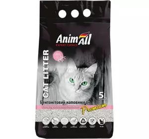 Наповнювач для котячого туалету AnimAll Бентонітовий комкуючий з ароматом дитячої пудри 4.2 кг (5 л) Білий