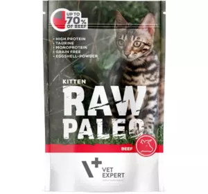 Вологий корм для кошенят Vet Expert Raw Paleo Kitten Beef з яловичиною, 100 г