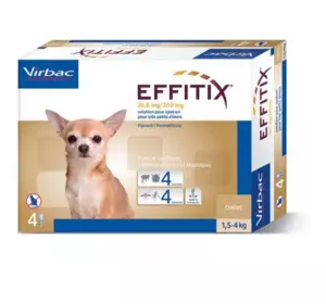 "Virbac EFFITIX" - Краплі від бліх, кліщів, комарів для собак від 1,5 до4 кг (4 шт в упаковці)