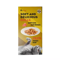 Рулетики Soft and Delicious (Софт і Делішес) ласощі для кішок зі смаком курки та тунця, 6 х 10 г