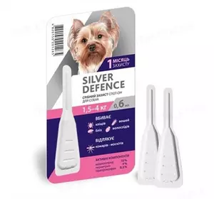 Краплі на холку Silver Defence (Сільвер дефенс) від бліх, кліщів і комарів для собак вагою до 4 кг Palladium