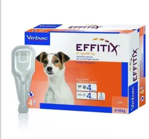 "Virbac EFFITIX" - Краплі від бліх, кліщів, комарів для собак від 4 до 10 кг (4 шт в упаковці)