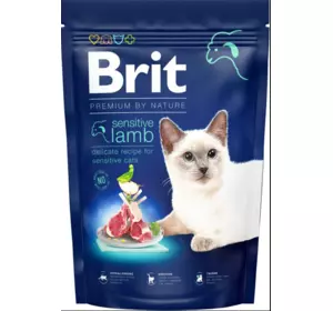 Сухий корм Бріт Brit Premium by Nature Cat Sensitive з ягням для котів із чутливим травленням, 1.5 кг