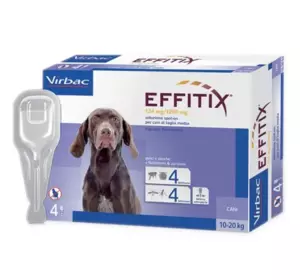 "Virbac EFFITIX" - Краплі від бліх, кліщів, комарів для собак від 10 до 20 кг (4 шт в упаковці)