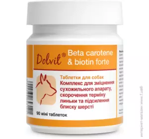 Вітамінно-мінеральна добавка для собак Dolvit Beta Caroten & Biotyna Forte Mini 90 таблеток Dolfos