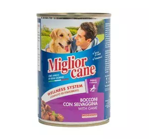 Вологий корм Migliorcane для собак, зі шматочками дичини, 405 г