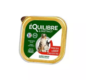 Паштет Equilibre (Екулібре) для дорослих собак з яловичиною та зеленим горошком 300 г