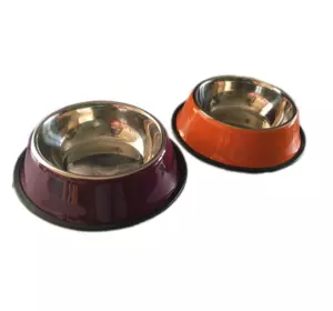 Миска для собаки з нержавіючої сталі кругла кольорова 0.4л (22см)