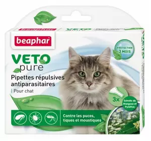 Краплі Beaphar Bio Spot On від бліх, кліщів і комарів для кішок 3 піпетки (1 упаковка)