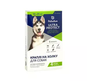 Краплі на холку Ultra Protect (Ультра протект) від бліх, кліщів і комарів для собак вагою 10-25 кг Palladium
