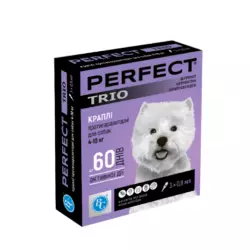 Краплі протипаразитарні PerFect TRIO для собак ввід 4 до 10 кг упаковка №3 піпетки по 0.8 мл Ветсинтез