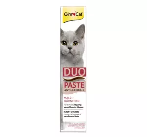 Паста для кішок з чутливим травленням ДжімКет GimCat DUO PASTE Anti-hairball для виведення шерсті (солод+курка) 50 г