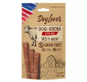 М'ясні ласощі зі смаком яловичини Dog Lover палички для собак (упаковка 33 г - 3 шт)