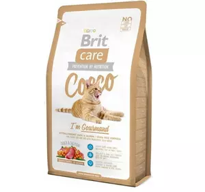 Brit Care COCCO Gourmand Гіпоалергенний корм для кішок з качкою і лососем / 7 кг