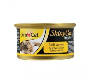 Вологий корм GimCat Shiny Cat для котів, тунець і сир, 70 г