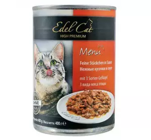 Вологий корм Edel Cat для котів, три види птиці, 400 г