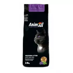 Наповнювач універсальний для котів і птиці AnimAll деревний поглинаючий з ароматом лаванди 2.8 кг