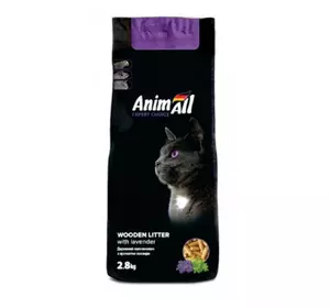 Наповнювач універсальний для котів і птиці AnimAll деревний поглинаючий з ароматом лаванди 2.8 кг