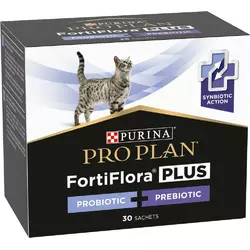 Пробіотик з пребіотиком Purina Pro Plan FortiFlora Plus для дорослих котів/кошенят для підтримки міклофлори 30 шт по 1.5 г