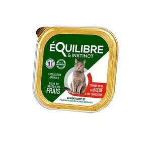 Паштет Equilibre (Екулібре) для дорослих та стерилізованих кішок зі смаком яловичини та кабачка, 85 г