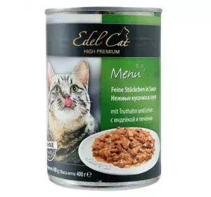 Вологий корм Edel Cat для котів, з індичкою та печінкою, 400 г
