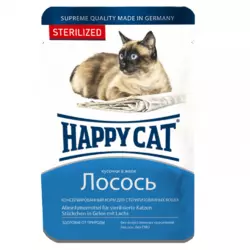Консервований корм Happy Cat Btl sterilisiert Lachs з лососем для стерелізованих кішок (шматочки в соусі), 100 г