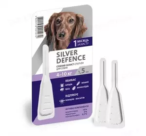 Краплі на холку Silver Defence (Сільвер дефенс) від бліх, кліщів і комарів для собак вагою 4-10 кг Palladium