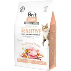 Сухий корм для вибагливих котів Бріт Brit Care Cat GF Sensitive Digestion&Delicate Taste з індичкою та лососем, 2 кг