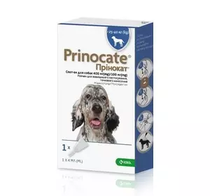 Краплі Прінокат (Prinocate) для собак від зовнішніх і внутрішніх паразитів 25 - 40 кг (1 піпетка 4 мл) KRKA