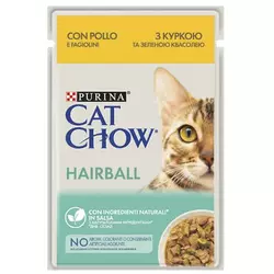 Cat Chowдля котів контроль комків шерсті в ШКТ з куркою та зеленою квасолею в соусі 85 г Purina