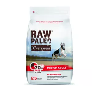 Сухий корм для собак Vet Expert Raw Paleo Adult Medium Beef з яловичиною, 2.5 кг