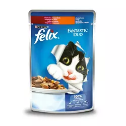 Felix Fantastic Duo Консерви для кішок Шматочки в желе з індичкою та печінкою 85 г Purina